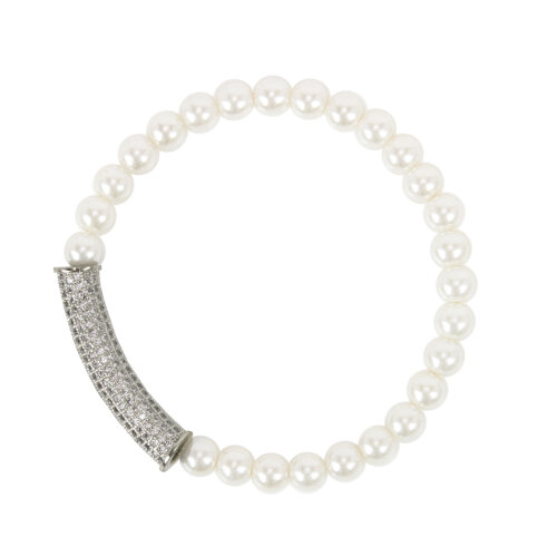 Bracciale elastico di perle con zirconi Pearl