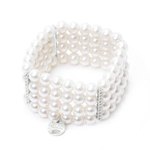 Bracciale elastico con quattro fili di perle Pearl