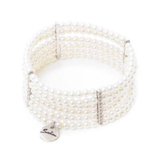 Bracciale elastico con sei fili di piccole perle Pearl