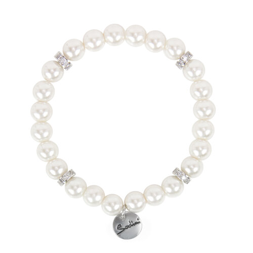 Bracciale elastico con perle e anellini Pearl
