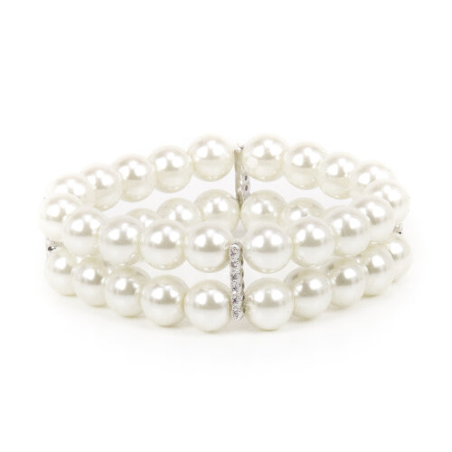 Bracciale elastico con due fili di grandi perle Pearl