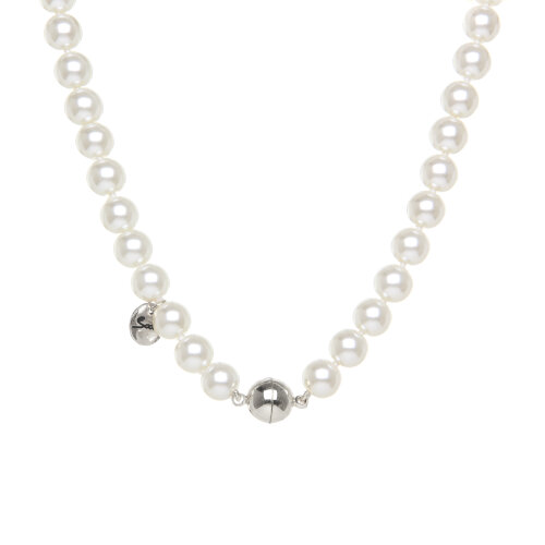 Collana di perle e sfera metallica Pearl