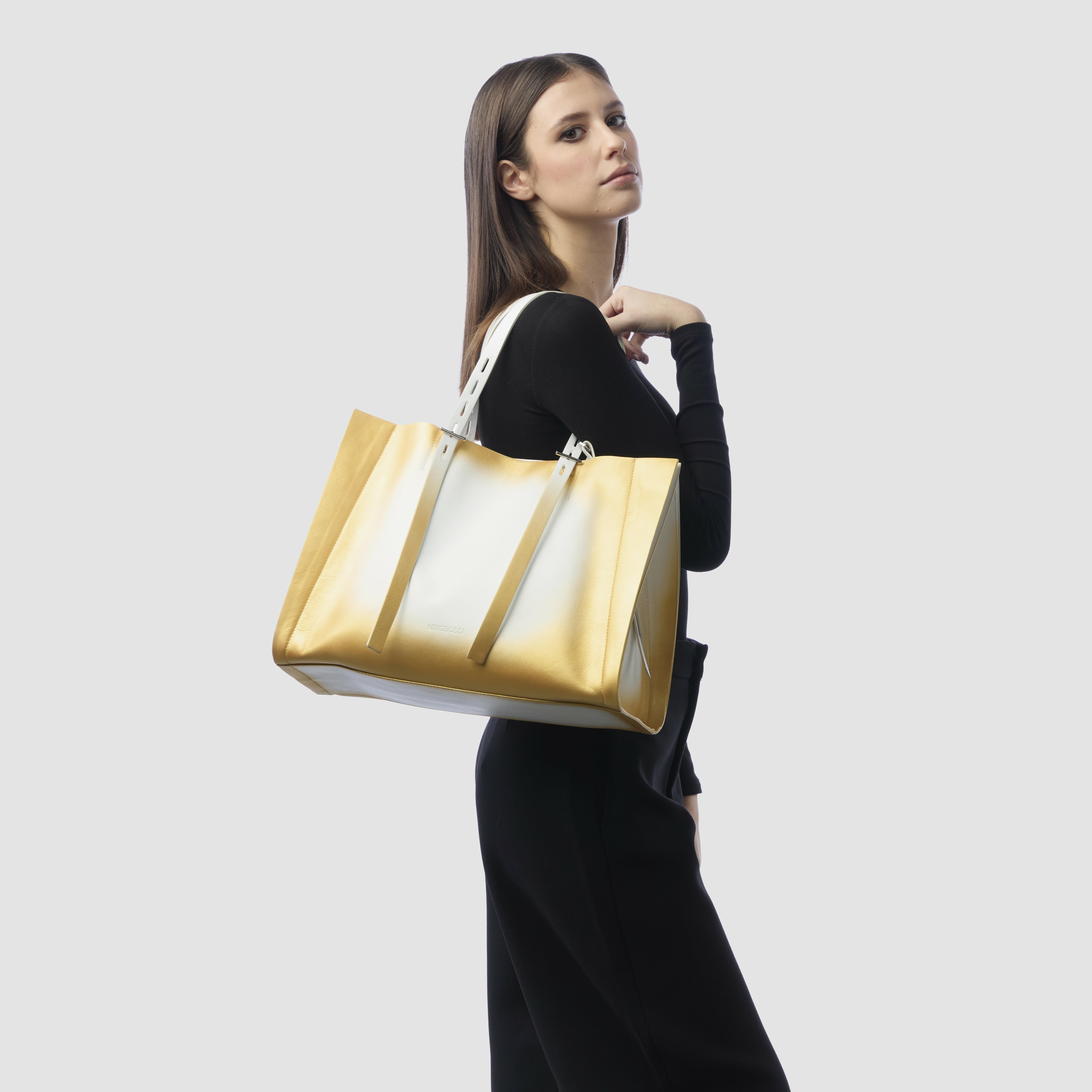 Promise Paula large bi-color leather bag
