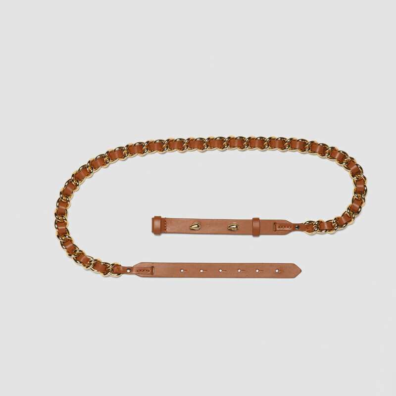 MINOBOSSI Piccola pelletteria CINTURA CON CATENA IN PELLE DI VITELLO   Cammello