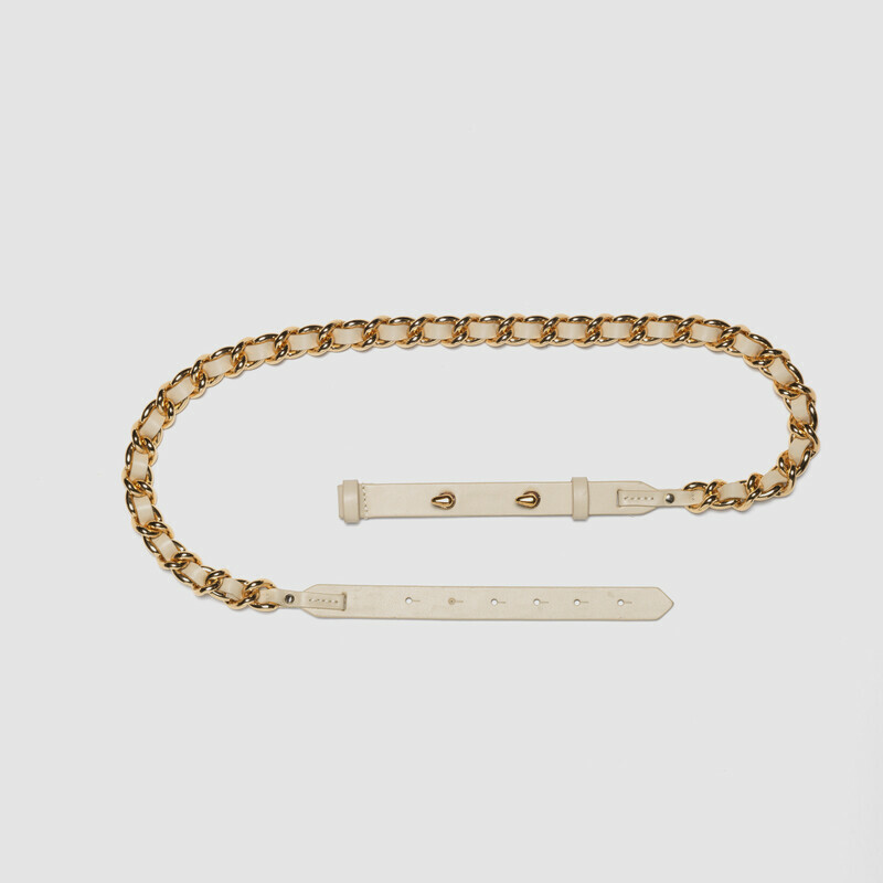 MINOBOSSI Piccola pelletteria CINTURA CON CATENA IN PELLE DI VITELLO   Ivory