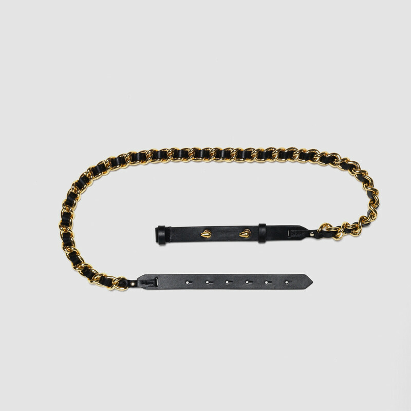 MINOBOSSI Piccola pelletteria CINTURA CON CATENA IN PELLE DI VITELLO   Nero