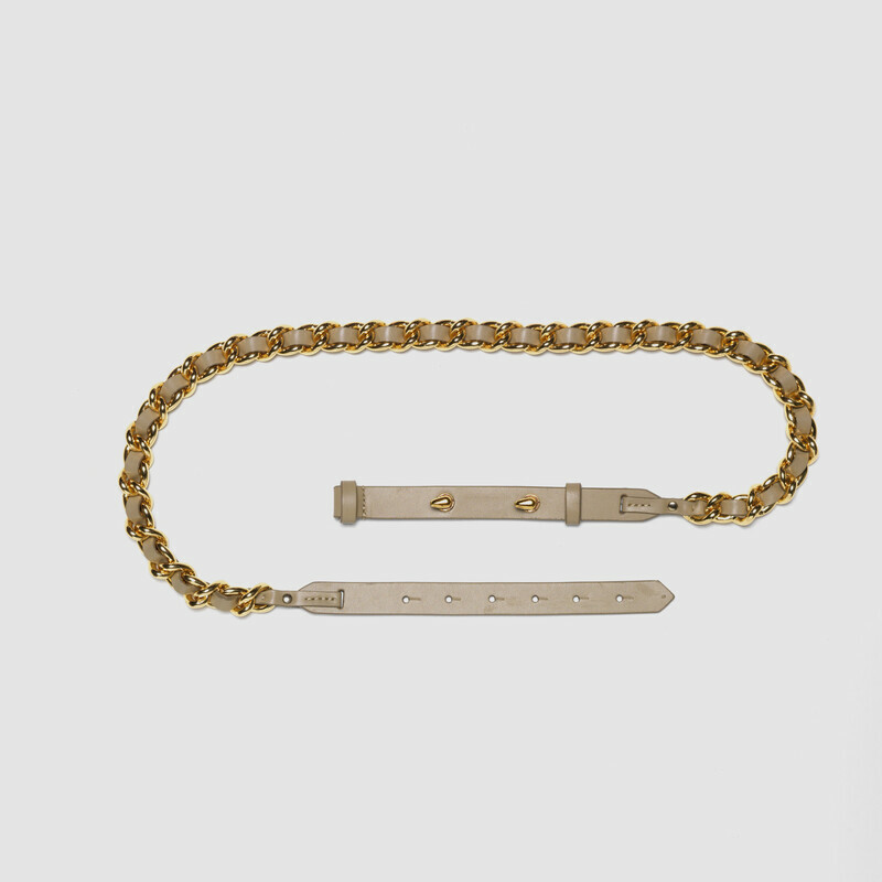 MINOBOSSI Piccola pelletteria CINTURA CON CATENA IN PELLE DI VITELLO   Taupe