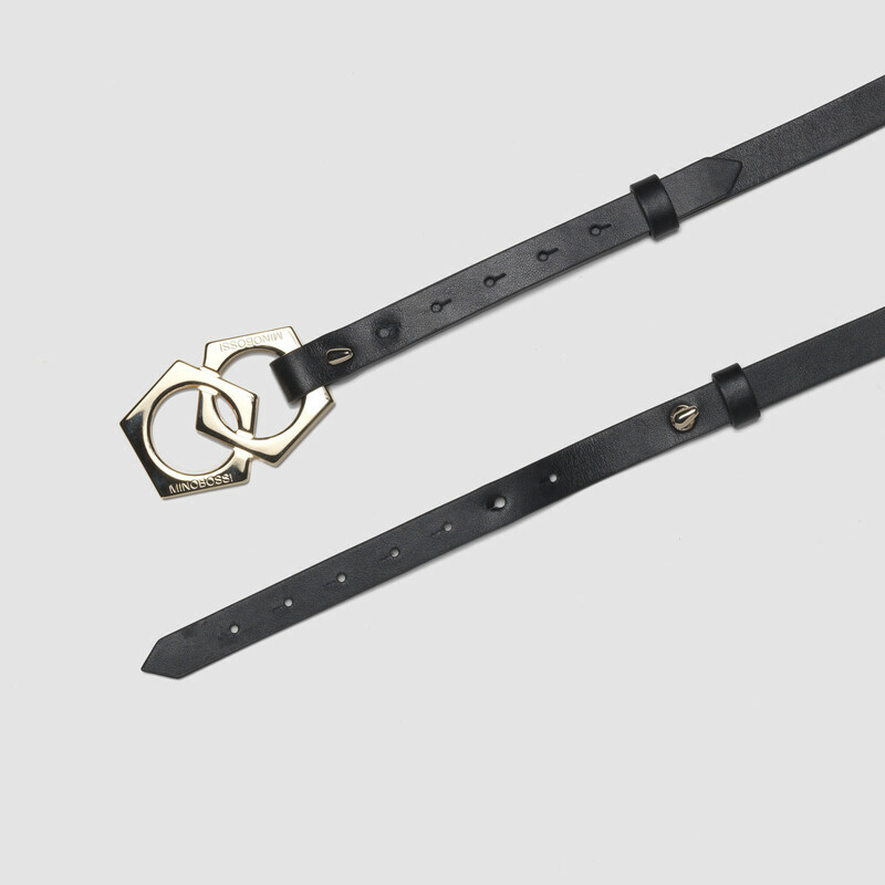 MINOBOSSI Piccola pelletteria CINTURA CON LOGO IN PELLE DI VITELLO   Nero