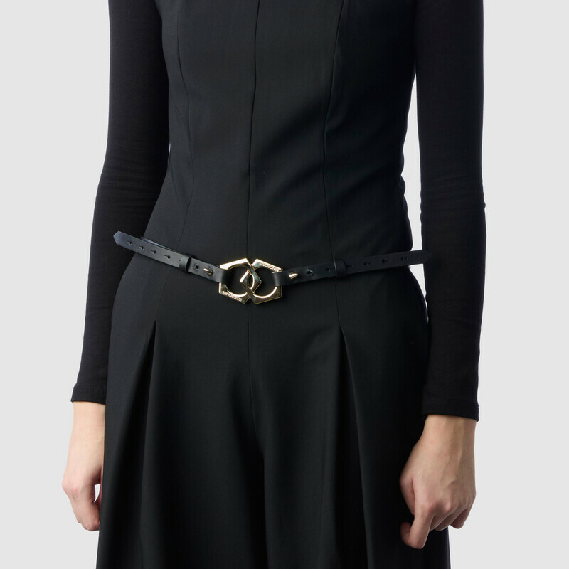 MINOBOSSI Piccola pelletteria CINTURA CON LOGO IN PELLE DI VITELLO   Nero