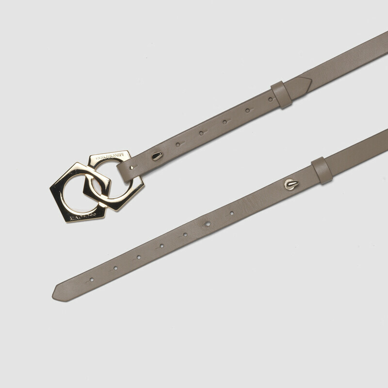 MINOBOSSI Piccola pelletteria CINTURA CON LOGO IN PELLE DI VITELLO   Taupe