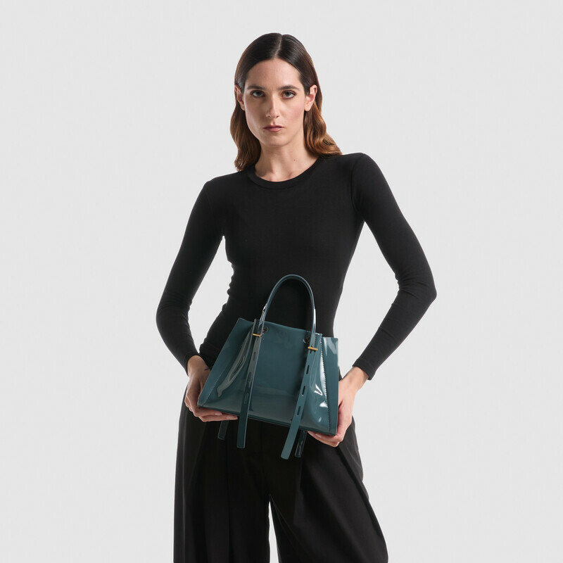 MINOBOSSI Borse PAULINA IN VERNICE   Teal BLue