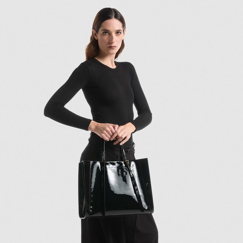 MINOBOSSI Borse PAULETTE IN VERNICE   Nero
