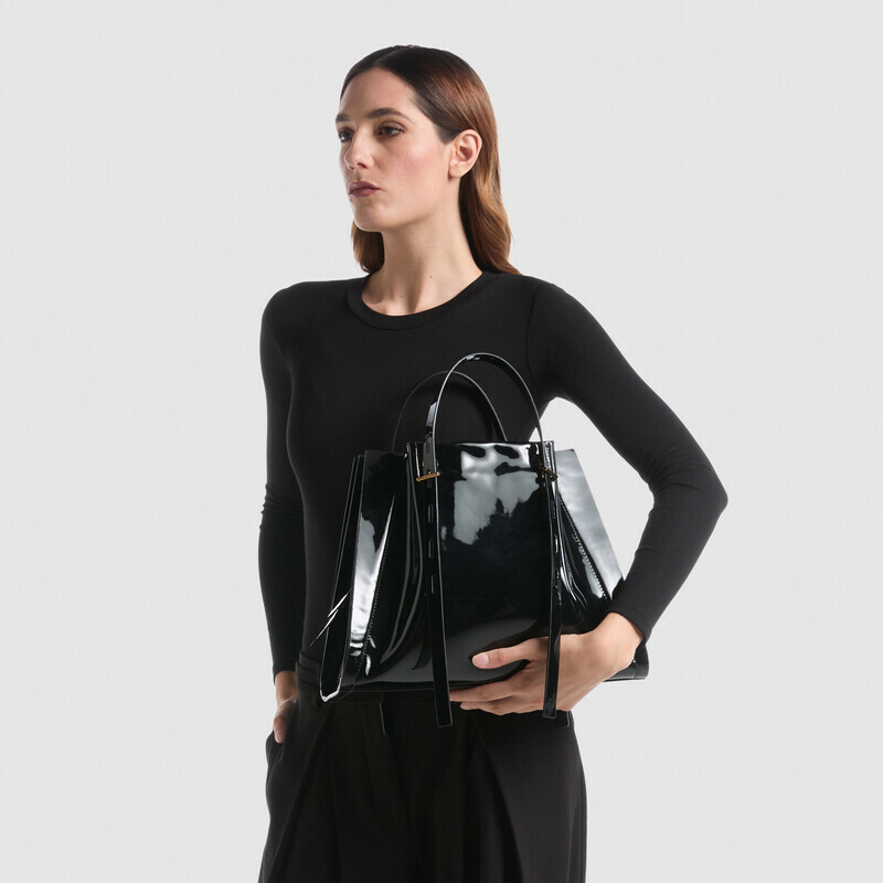 MINOBOSSI Borse PAULETTE IN VERNICE   Nero