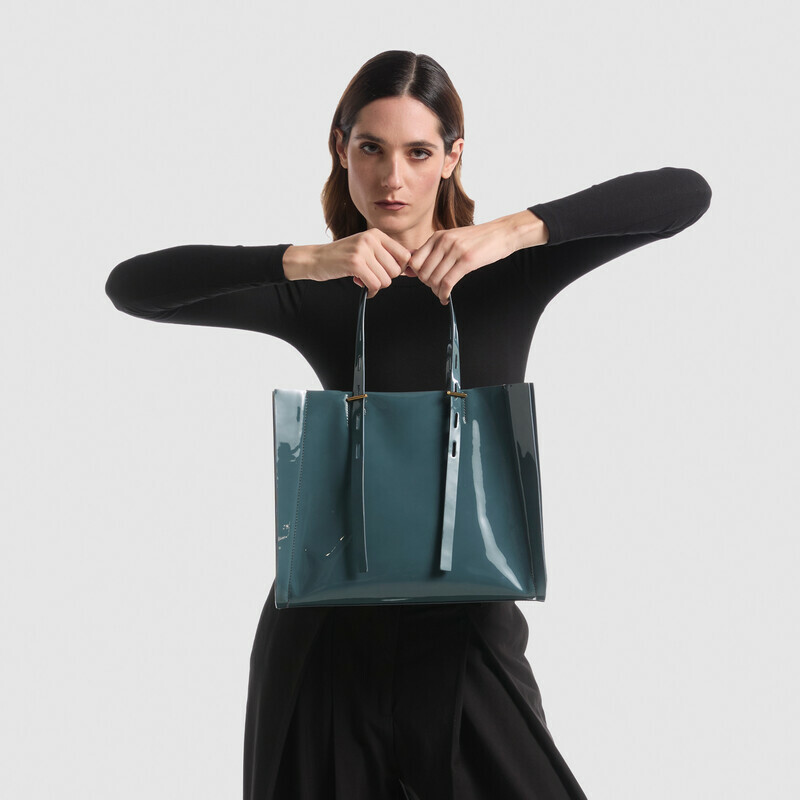 MINOBOSSI Borse PAULETTE IN VERNICE   Teal BLue