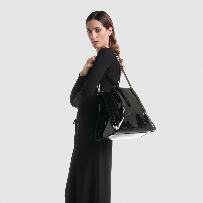 MINOBOSSI Borse Paula in vernice   Nero