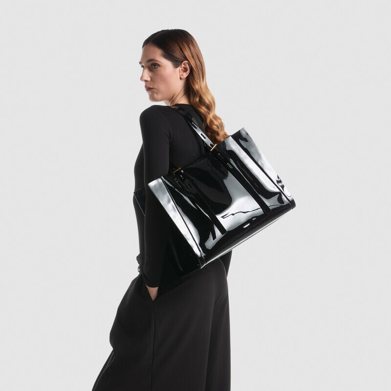 MINOBOSSI Borse Paula in vernice   Nero