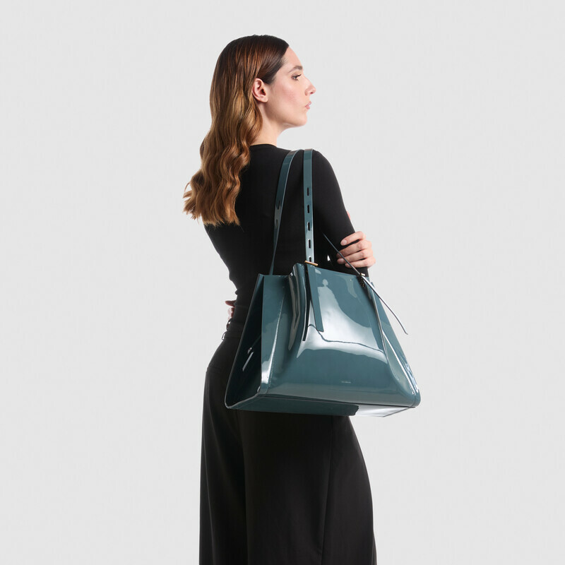 MINOBOSSI Borse Paula in vernice   Teal BLue