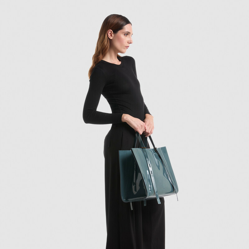 MINOBOSSI Borse Paula in vernice   Teal BLue