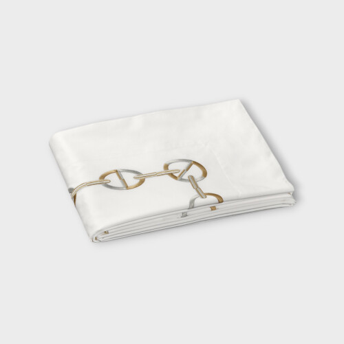 Biancheria da letto CHAINE SOPRA LENZUOLO RASO RICAMATO Timothy Corrigan for Dea White/Moka EHCTTSH030180