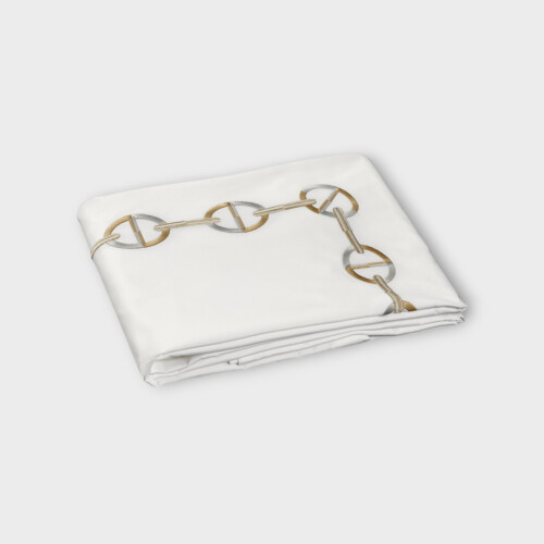 Biancheria da letto CHAINE COPRIPIUMINO (PERCALLE DI COTONE RICAMATO) Timothy Corrigan for Dea White/Moka EHCFDUV980180