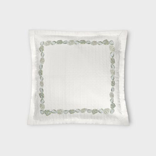 Biancheria da letto FEUILLAGE Federa trapuntata Timothy Corrigan for Dea White/Sage Green EUITSHQ650130