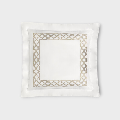 Biancheria da letto FRETWORK FEDERA 4 VOLANTS (PERCALLE DI COTONE RICAMATO) Timothy Corrigan for Dea White/Kaki EWFPSHA650110