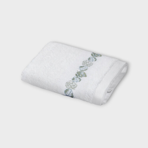 Biancheria bagno FEUILLAGE ASCIUGAMANO DA BAGNO White/Sage Green EUISBHS760130