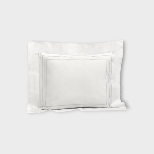 Biancheria da letto GUBBIO FEDERA 4 VOLANTS (RASO DI COTONE RICAMATO) White/Silver Grey E1GUSHA300177