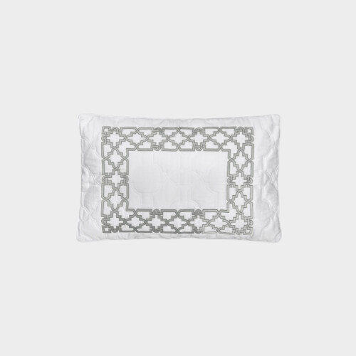 Biancheria bagno Cuscino lombare quadrato trapuntato Fretwork by Timothy Corrigan for Dea White/Silver Grey EWFDSHP940177