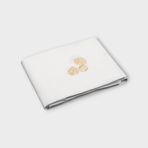 Tavola Tovaglia in misto cotone/lino ricamato FEUILLAGE Timothy Corrigan for Dea White/Golden Yellow EUIBTCL250161