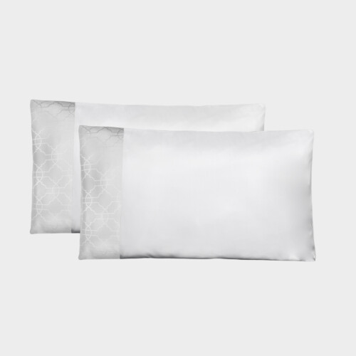 Biancheria da letto Coppia di federe in raso con bordo jacquard Fretwork by Timothy Corrigan for Dea White EWFJPLC2001