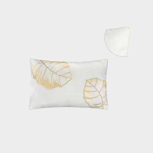 Biancheria da letto FEUILLLAGE Cuscino lombare cotone Panama ricamato Timothy Corrigan for Dea White/Ivory EUIDSHP941515