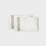 FRETWORK T. Pair pillow cases  (EMBROIDERY ON COTTON PERCALE) Timothy Corrigan for Dea