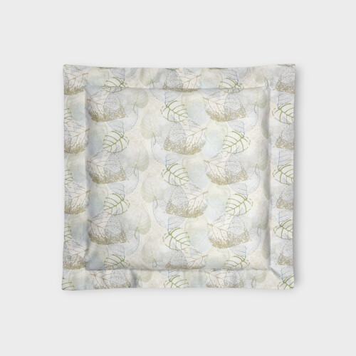 Biancheria da letto FEUILLAGE Federa 4 volants (RASO DI COTONE STAMPATO)   White/Sage Green EUIASHA6530