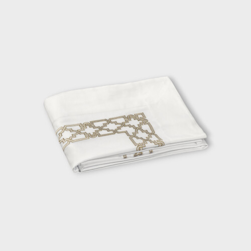 Biancheria da letto FRETWORK T.  SOPRA LENZUOLO RASO CON BORDO JACQUARD   White/Kaki EWFRTSH240110