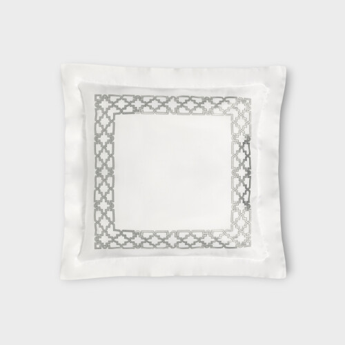 Biancheria da letto FRETWORK T.  FEDERA 4 VOLANTS (PERCALLE DI COTONE RICAMATO)   Silver Grey EWFPSHA650177