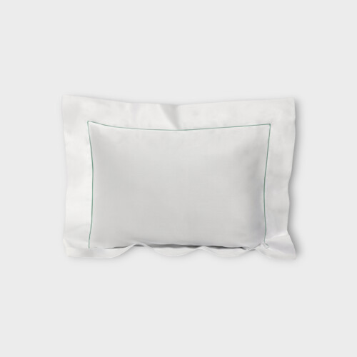 Biancheria da letto FEDERA 4 VOLANTS SEA ISLAND PUNTO PARIGI - COUTURE   White/Grass Green E86GSHA300152