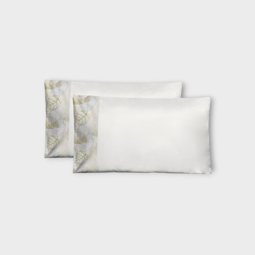 Biancheria da letto FEUILLAGE FEDERA A SACCO 2 PEZZI (RASO DI COTONE) Timothy Corrigan for Dea   White/Sage Green EUIIPLC208815