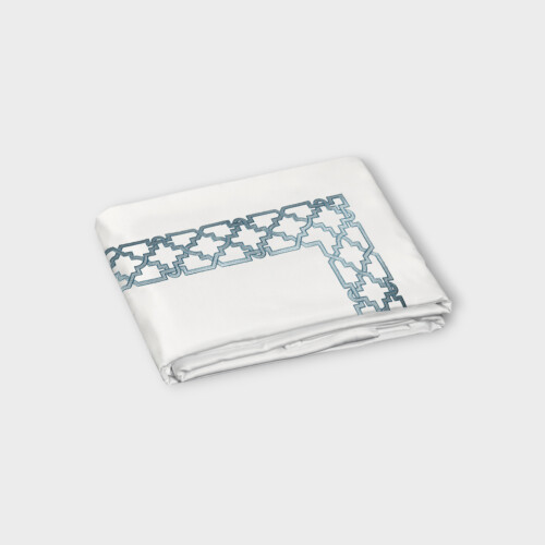 Bedding FRETWORK T. Duvet cover (EMBROIDERY ON COTTON SATEEN) Timothy Corrigan for Dea   Acquamarina EWFRDUV980150