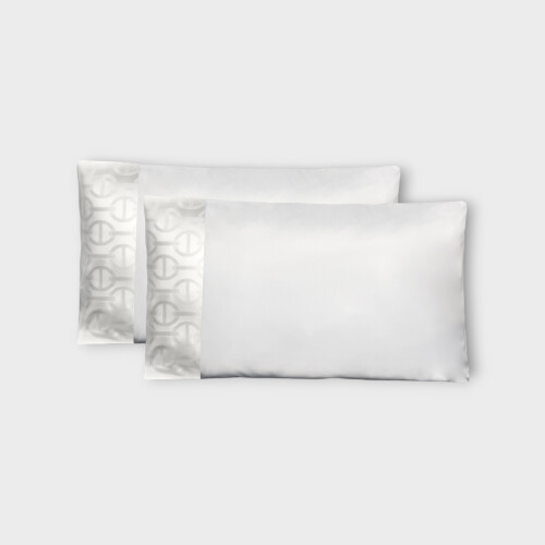 Biancheria da letto Coppia di federe in raso con bordo jacquard Chaine by Timothy Corrigan for Dea White EHCJPLC2001