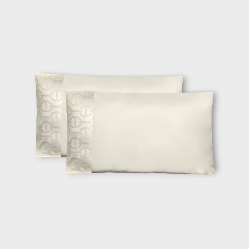 Biancheria da letto Coppia di federe in raso con bordo jacquard Chaine by Timothy Corrigan for Dea Natural EHCJPLC2088