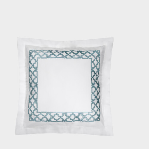 Biancheria da letto Federa Piquet Ricamato Fretwork Timothy Corrigan for Dea White/Aquamarine EWFTTSHP650150