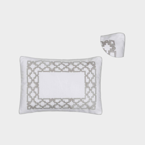 Biancheria bagno Cuscino lombare quadrato trapuntato in cotone panama Fretwork by Timothy Corrigan for Dea White/Kaki EWFMSHK451510