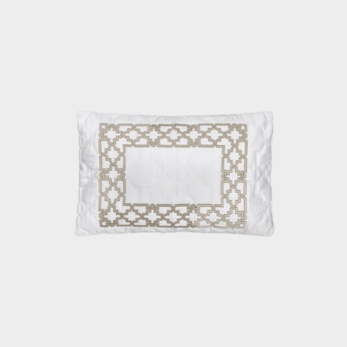 Biancheria bagno Cuscino lombare quadrato trapuntato Fretwork by Timothy Corrigan for Dea White/Kaki EWFDSHP940110