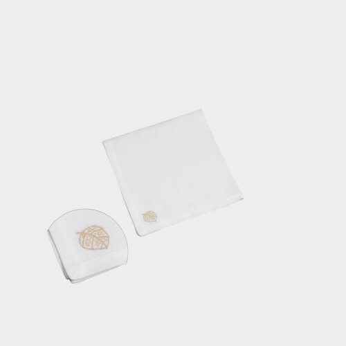 Tavola TOVAGLIOLO FEUILLAGE misto lino ricamato Timothy Corrigan for Dea White/Ivory EUIBNAP560115