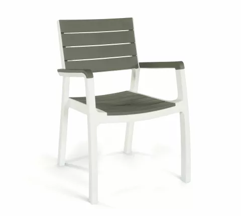 Keter harmony chair sedia giardino con braccioli, resina colore grafite e bianco