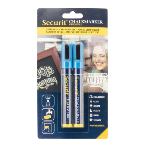 Securit 2 pennarelli gesso liquido Blu punta media