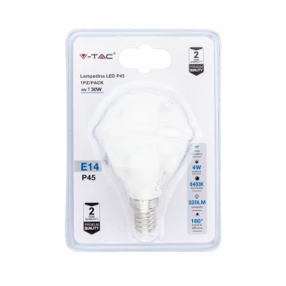 Lampadina LED E14 4W P45 6400K (Blister 1 Pezzo)