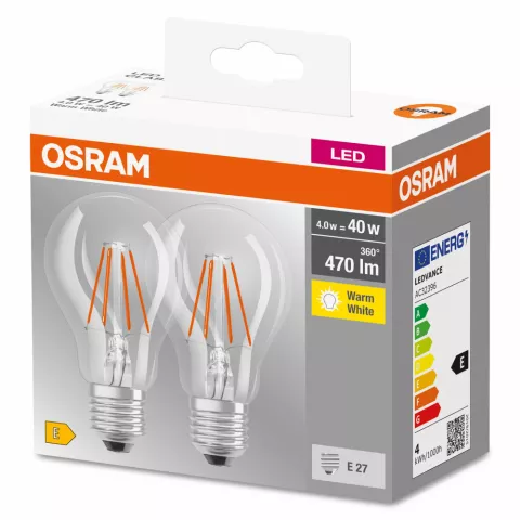 OSRAM 2 LAMPADINE LED GOCCIA 40W E27 2700°K