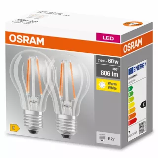 OSRAM 2 LAMPADINE LED GOCCIA 60W E27 2700°K